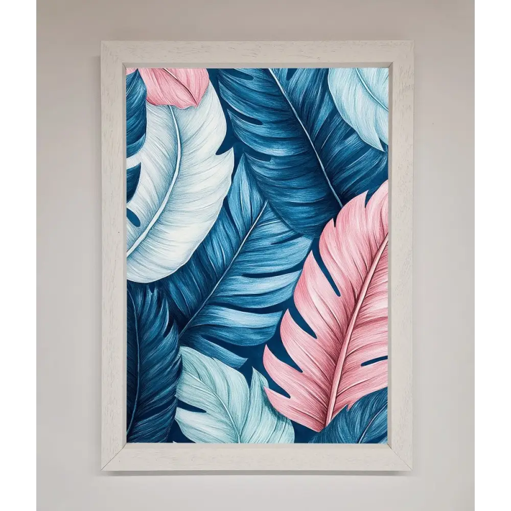 Blue And Pink Feathers Abstract Framed Print - A3 (29.7 x 42 cm) / White - Framed Print
