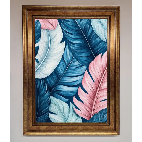 Blue And Pink Feathers Abstract Framed Print - B0 (100 x 141 cm) / Bronze - Framed Print