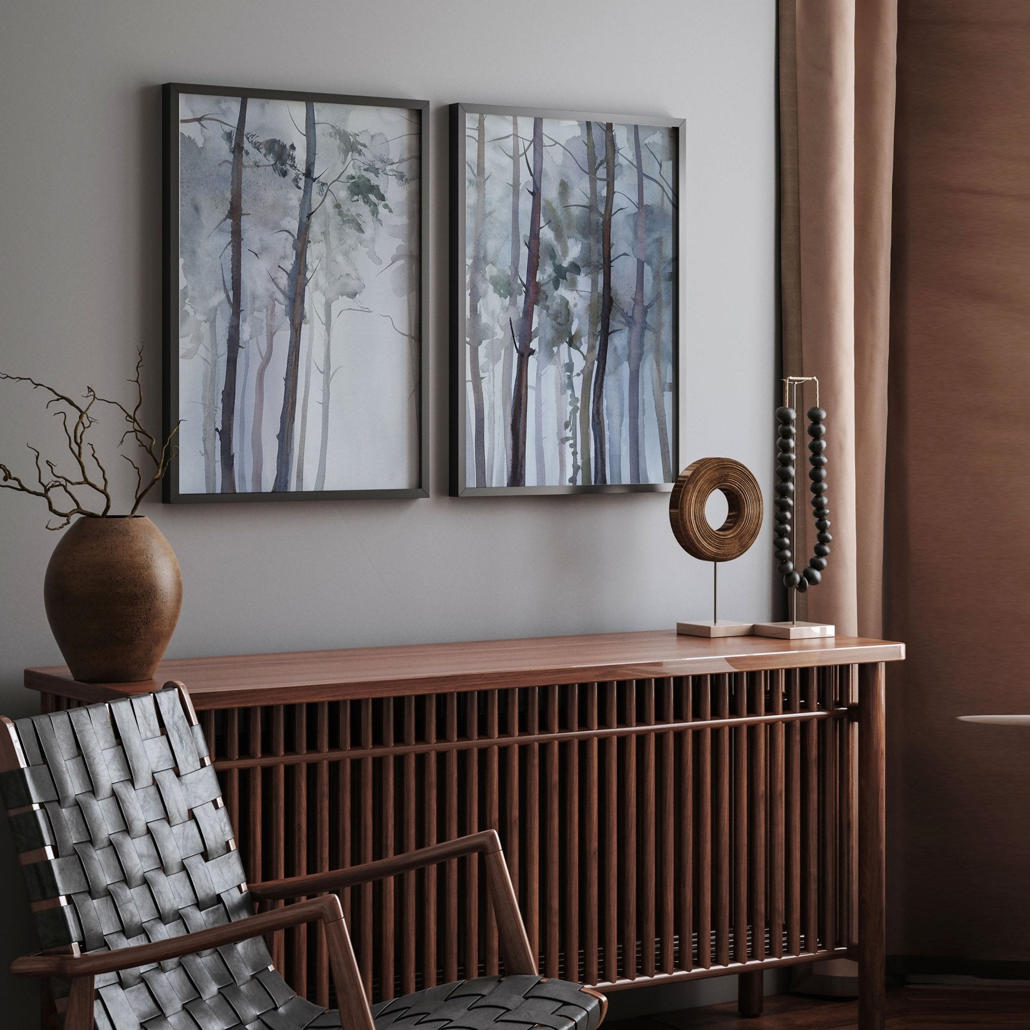 Hallway prints | Set of 2 Blue Forest wall art prints