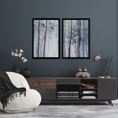 Hallway prints | Set of 2 Blue Forest wall art prints
