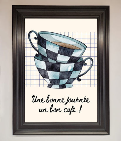 Blue Teacup Stack Kitchen Framed Wall Art
