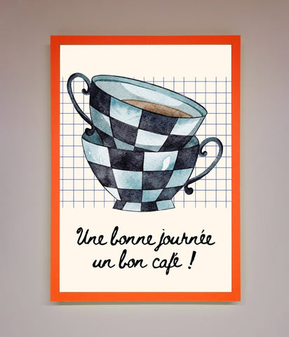 Blue Teacup Stack Kitchen Framed Wall Art