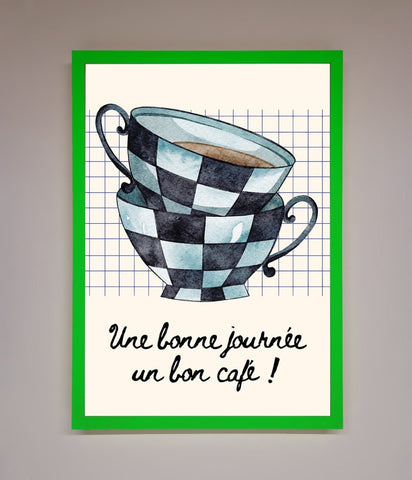 Blue Teacup Stack Kitchen Framed Wall Art