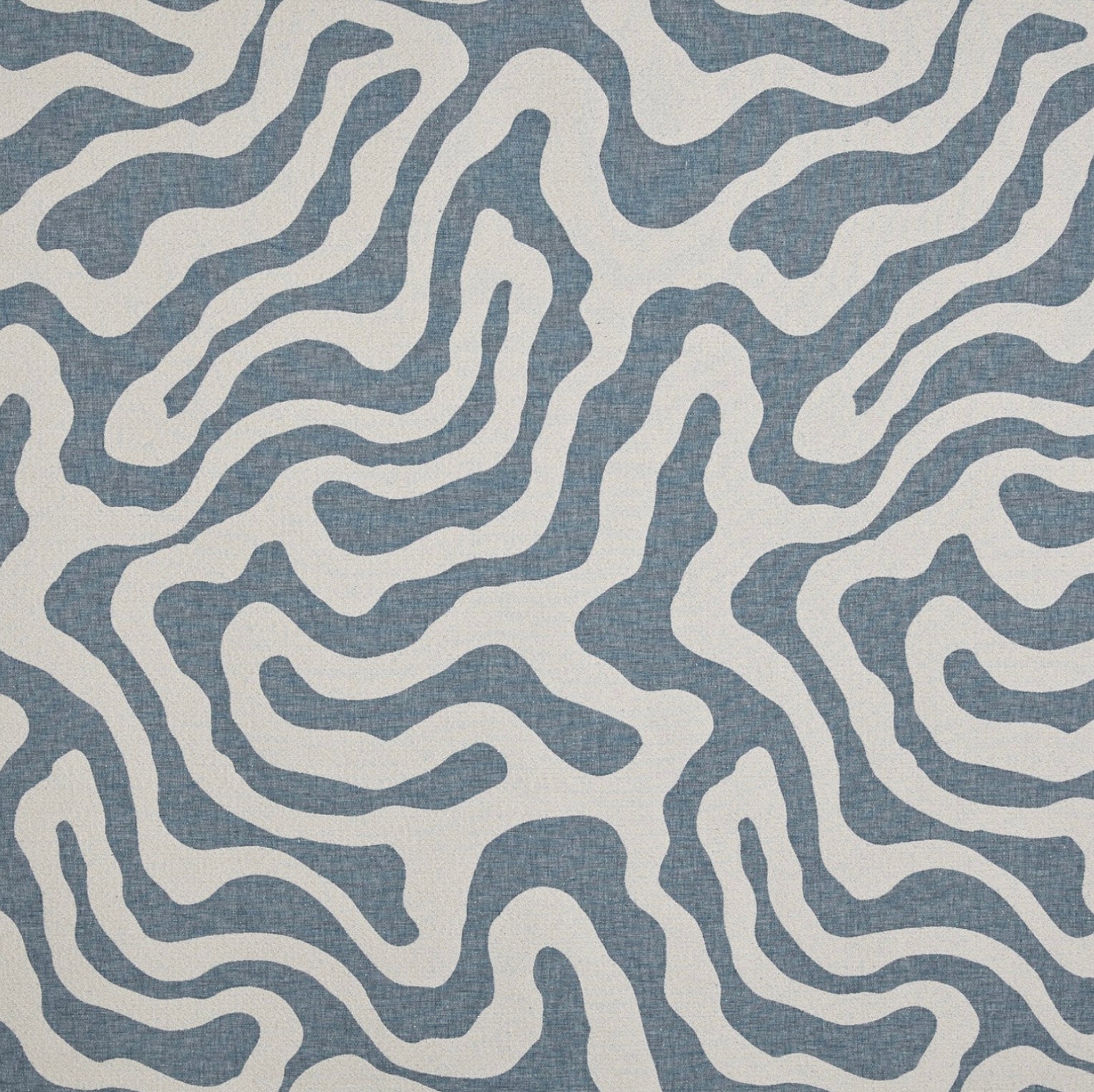 Blue wiggle throw cushion with cream and blue fabric featuring a wavy abstract pattern for scatter cushions