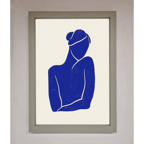 Blue Woman Matisse Style Framed Poster - A3 (29.7 x 42 cm) / Grey - Framed Print