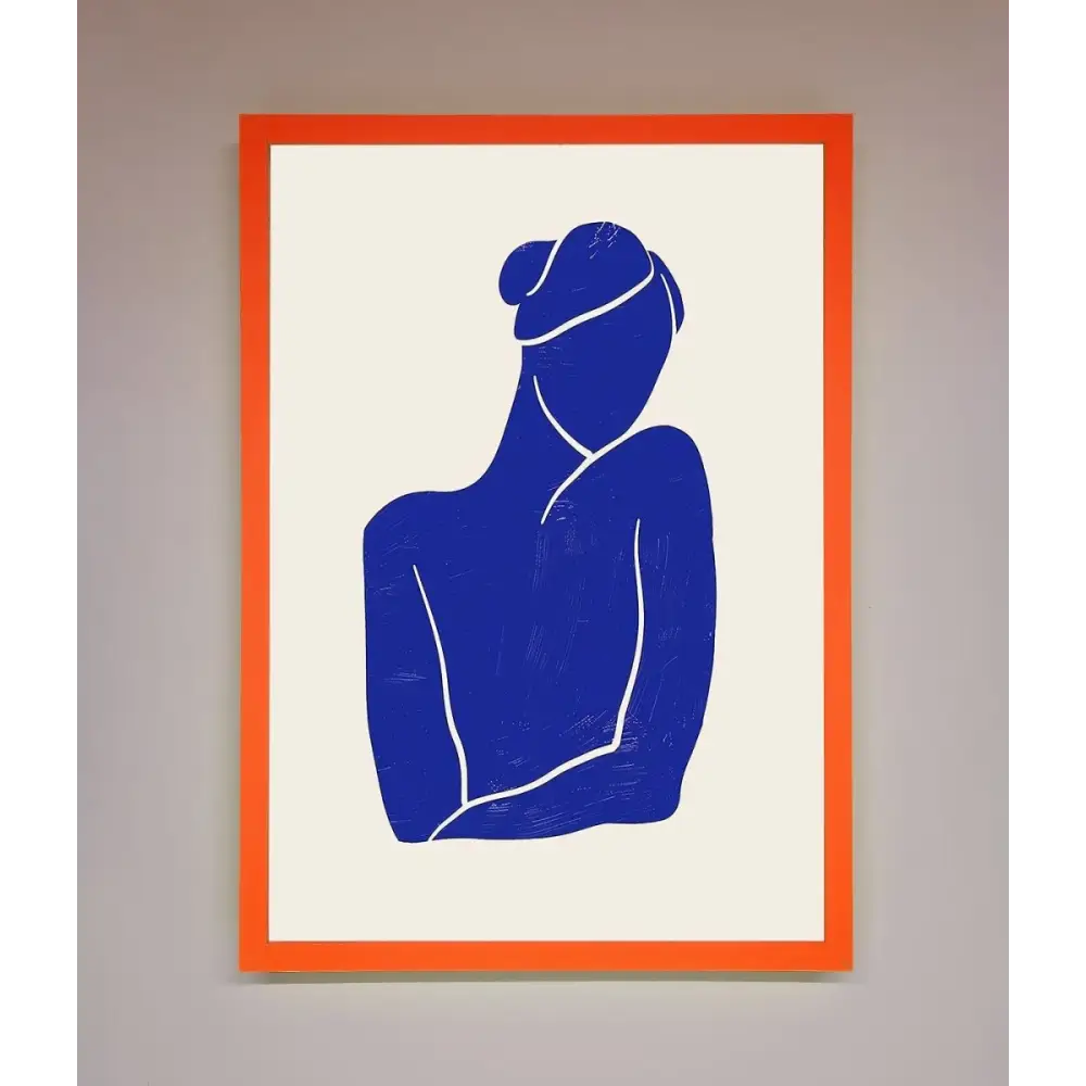 Blue Woman Matisse Style Framed Poster - A3 (29.7 x 42 cm) / Neon Orange - Framed Print