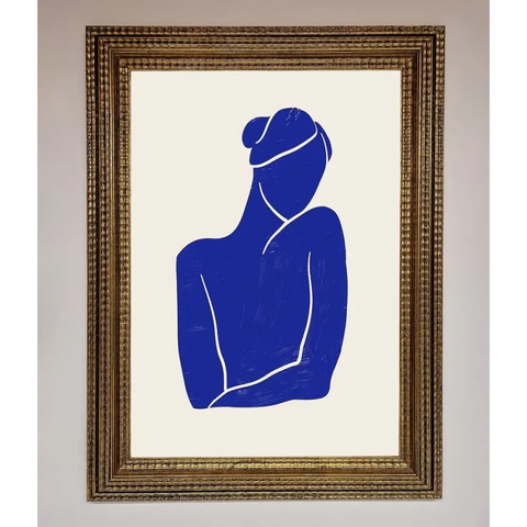 Blue Woman Matisse Style Framed Poster - A3 (29.7 x 42 cm) / Ornate Gold - Framed Print