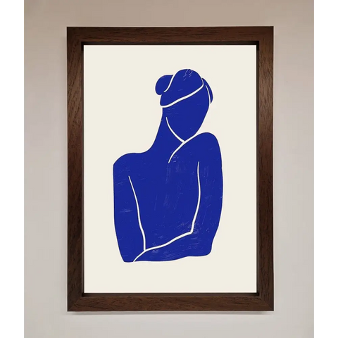 Blue Woman Matisse Style Framed Poster - A3 (29.7 x 42 cm) / Walnut - Framed Print