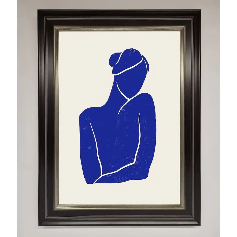 Blue Woman Matisse Style Framed Poster - B0 (100 x 141 cm) / Black Silver - Framed Print