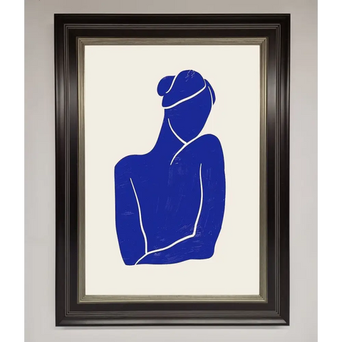 Blue Woman Matisse Style Framed Poster - B0 (100 x 141 cm) / Black Silver - Framed Print