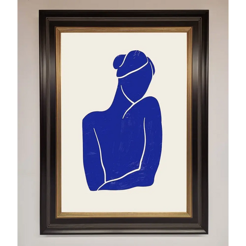 Blue Woman Matisse Style Framed Poster - B0 (100 x 141 cm) / Black Gold - Framed Print