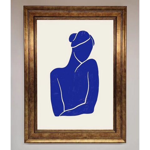 Blue Woman Matisse Style Framed Poster - B0 (100 x 141 cm) / Bronze - Framed Print