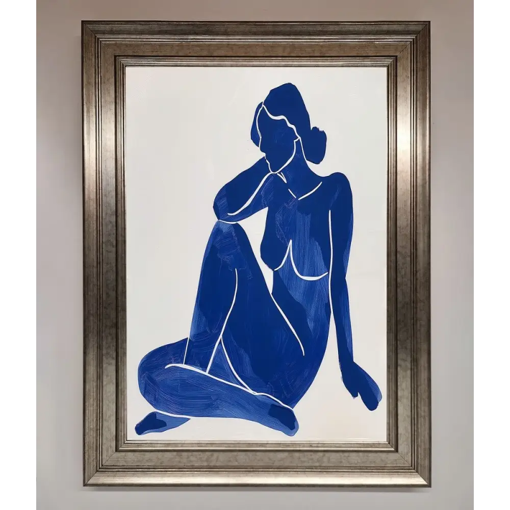 Blue Woman Pose Matisse Style Framed Print - A3 (29.7 x 42 cm) / Silver - Framed Print
