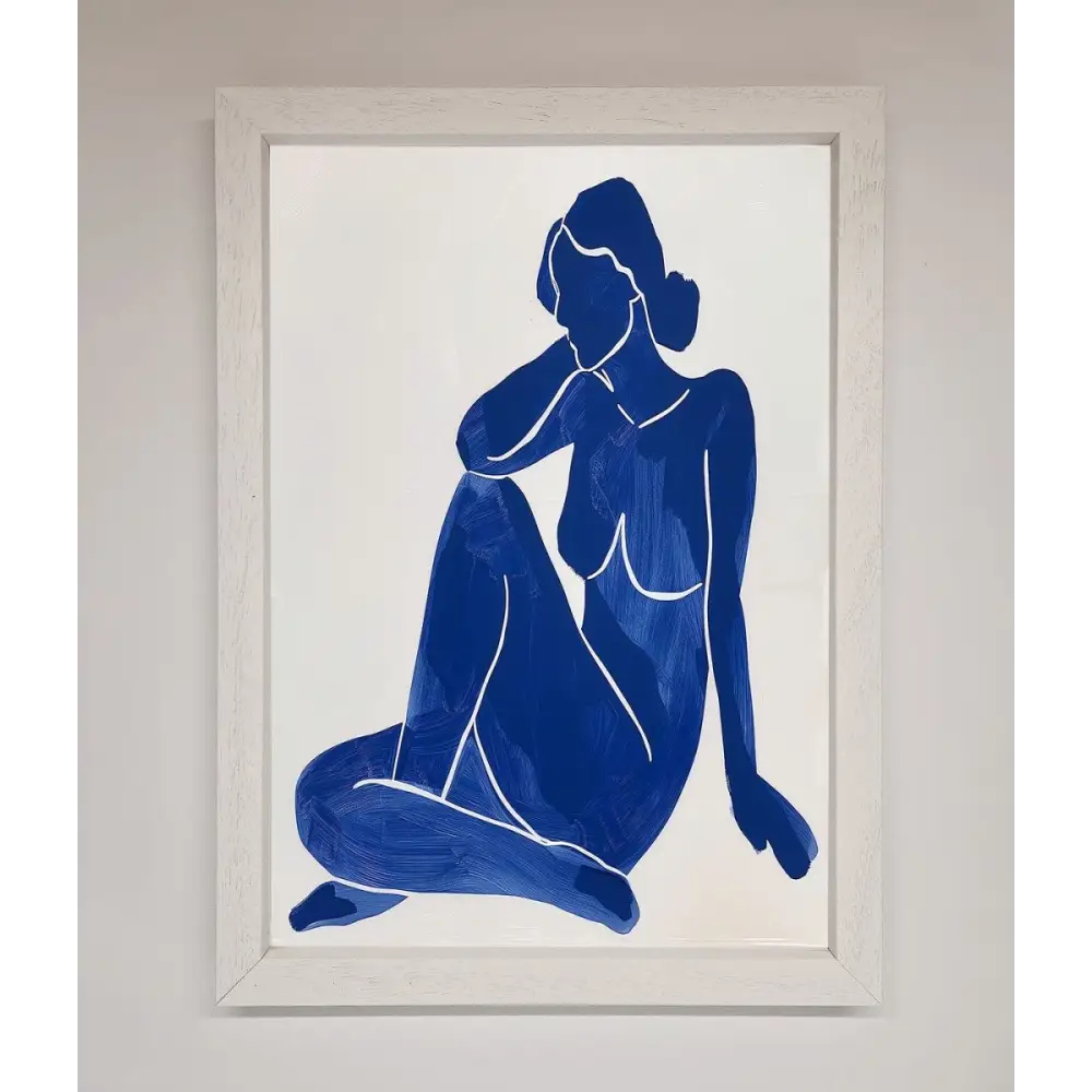 Blue Woman Pose Matisse Style Framed Print - A3 (29.7 x 42 cm) / White - Framed Print