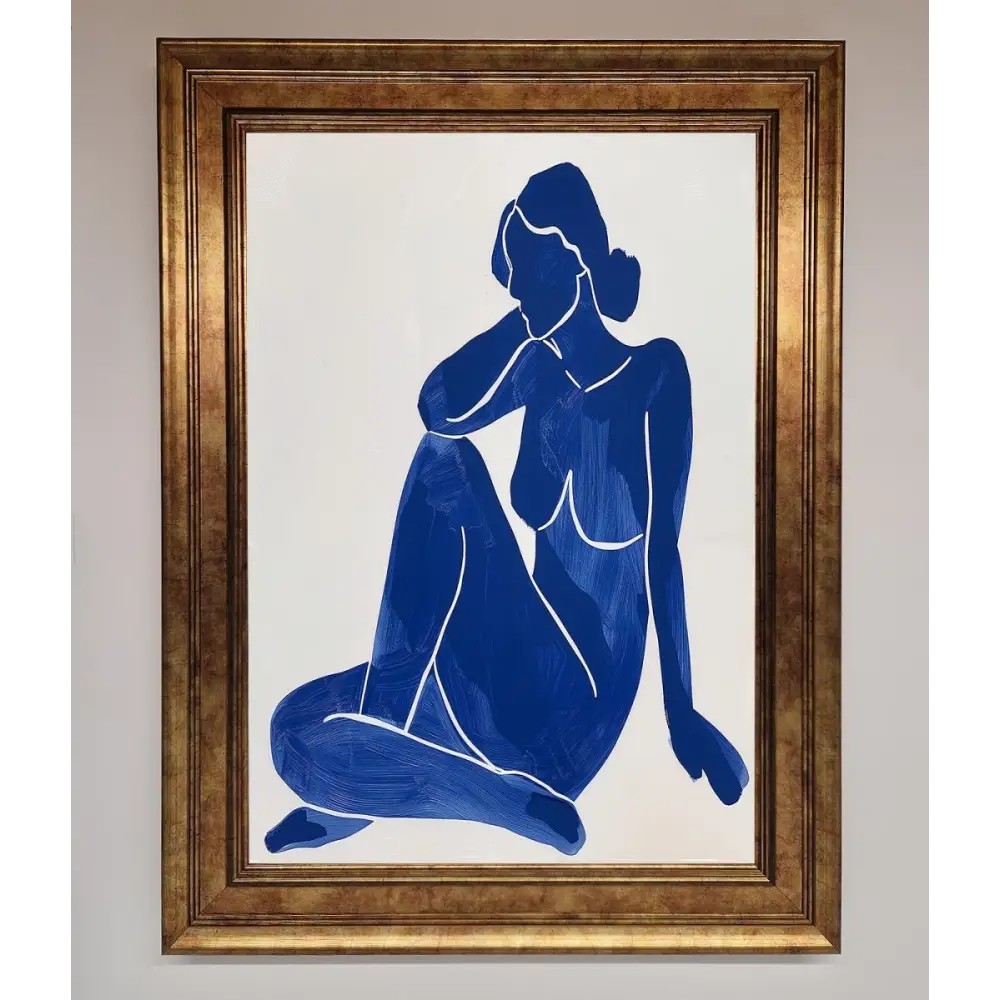 Blue Woman Pose Matisse Style Framed Print - B0 (100 x 141 cm) / Bronze - Framed Print