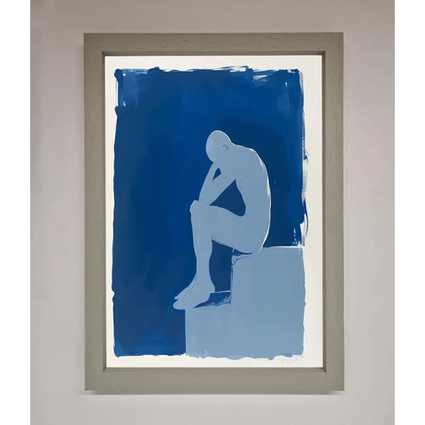 Blues Thinking Framed Print - A3 (29.7 x 42 cm) / Grey - Framed Print