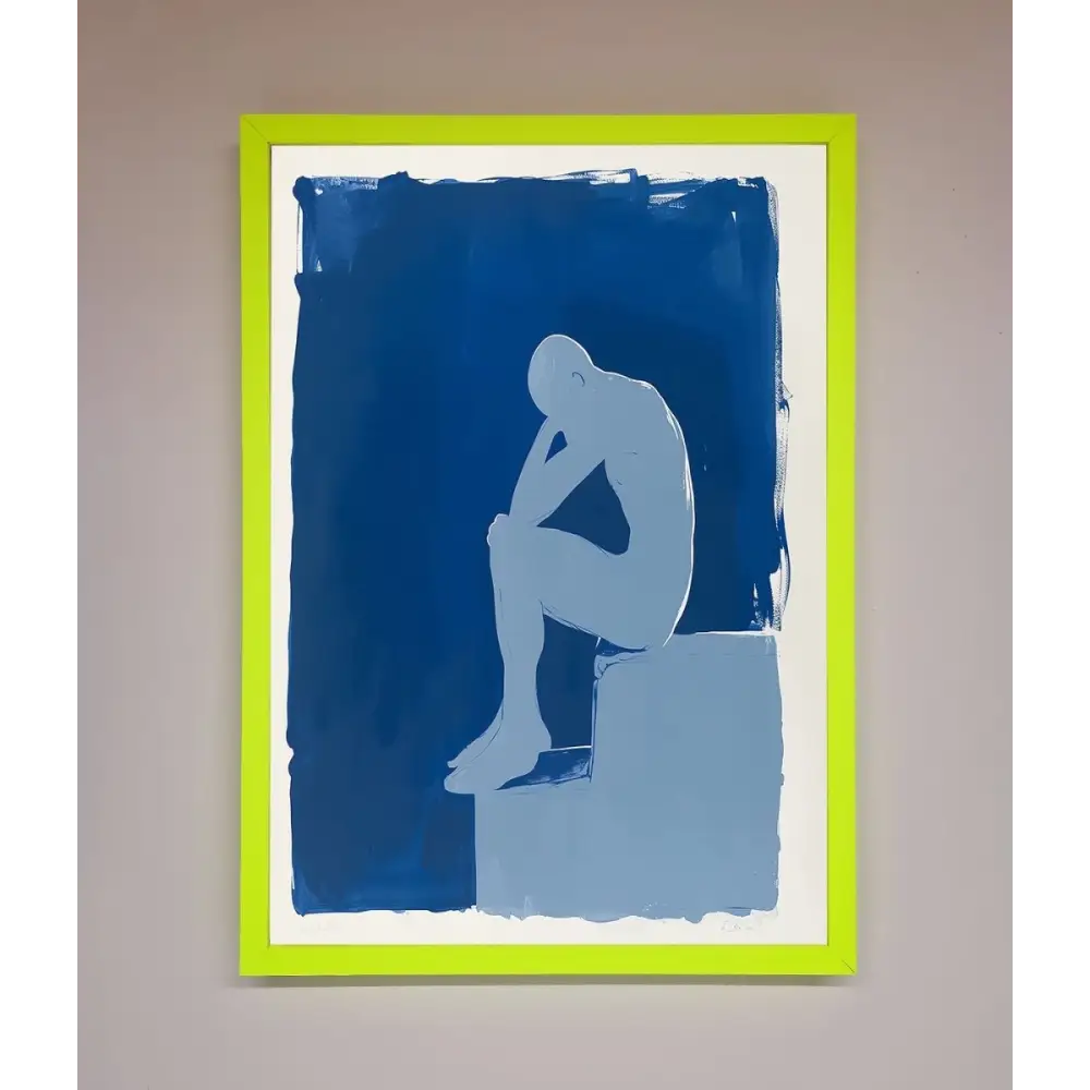 Blues Thinking Framed Print - B0 (100 x 141 cm) / Neon Green - Framed Print