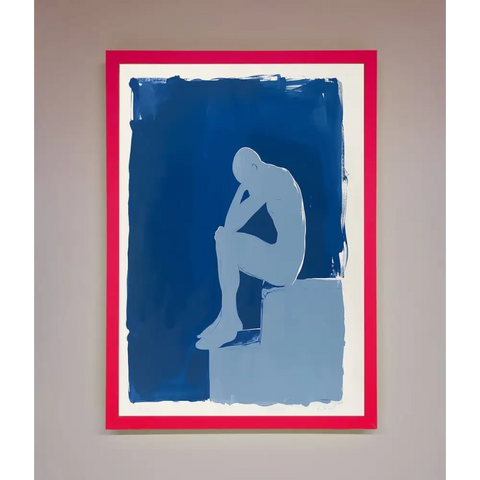 Blues Thinking Framed Print - B0 (100 x 141 cm) / Neon Pink - Framed Print