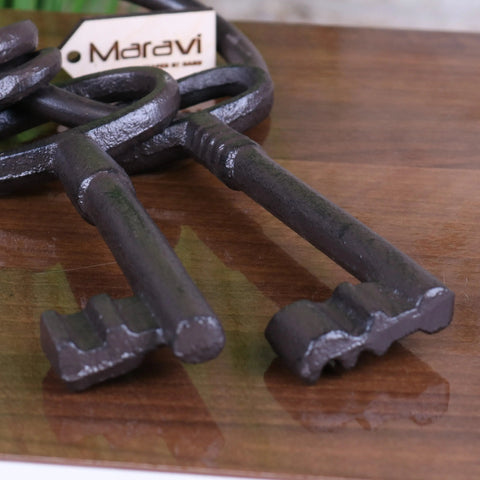 Black cast iron large ornamental keys with intricate vintage-inspired designs from bofli ornamental keys bunch