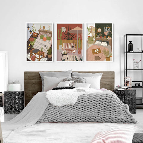Wall art for the bedroom | set of 3 Bohemian wall art prints