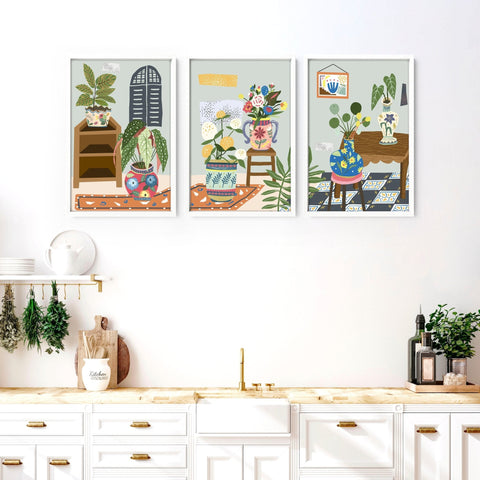 Kitchen art wall | set of 3 Bohemian Art prints