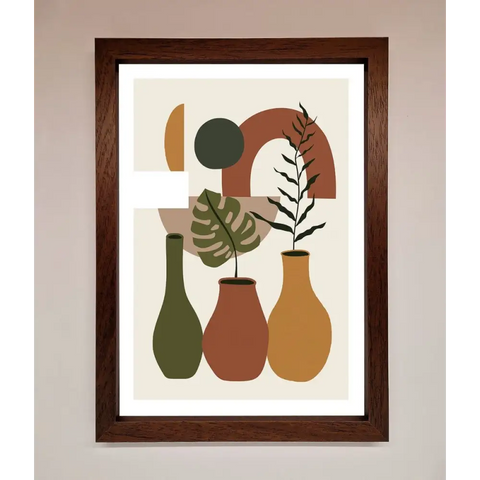 Bohemian Modern Vases And Plant Framed Poster - A3 (29.7 x 42 cm) / Walnut - Framed Print