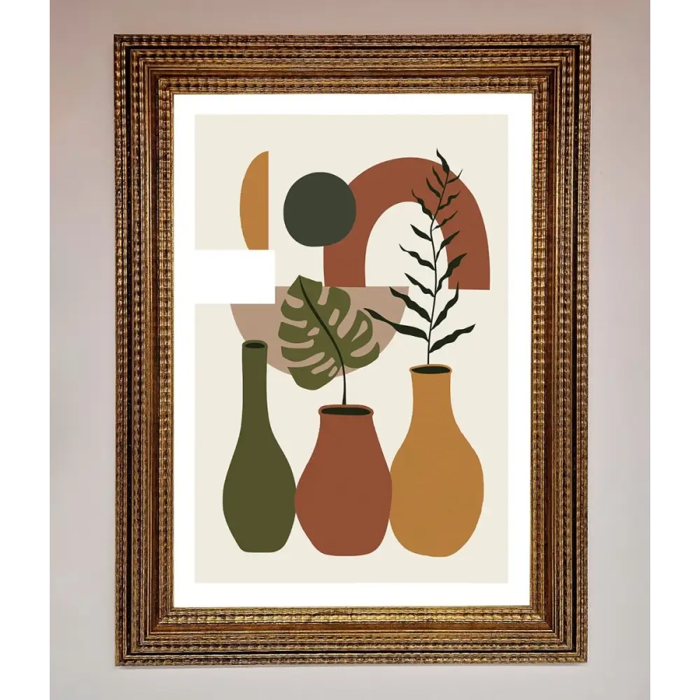 Bohemian Modern Vases And Plant Framed Poster - A3 (29.7 x 42 cm) / Ornate Gold - Framed Print