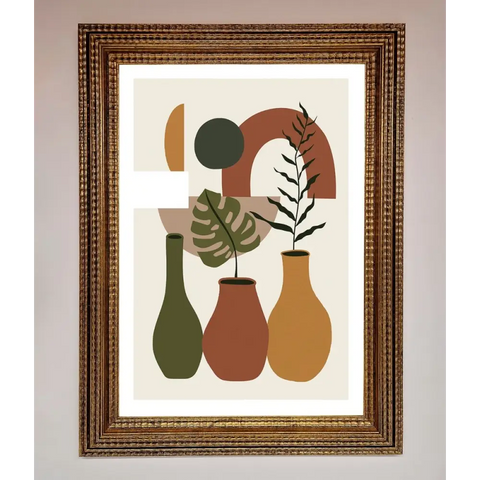 Bohemian Modern Vases And Plant Framed Poster - A3 (29.7 x 42 cm) / Ornate Gold - Framed Print