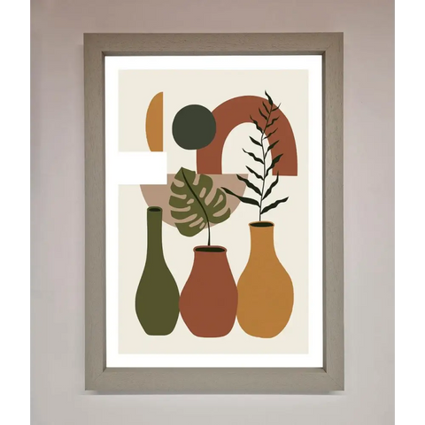 Bohemian Modern Vases And Plant Framed Poster - A3 (29.7 x 42 cm) / Grey - Framed Print