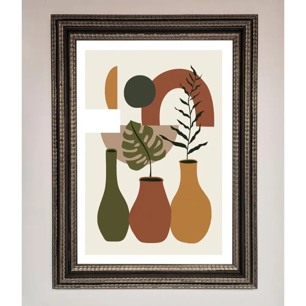 Bohemian Modern Vases And Plant Framed Poster - A3 (29.7 x 42 cm) / Ornate Silver Black - Framed Print