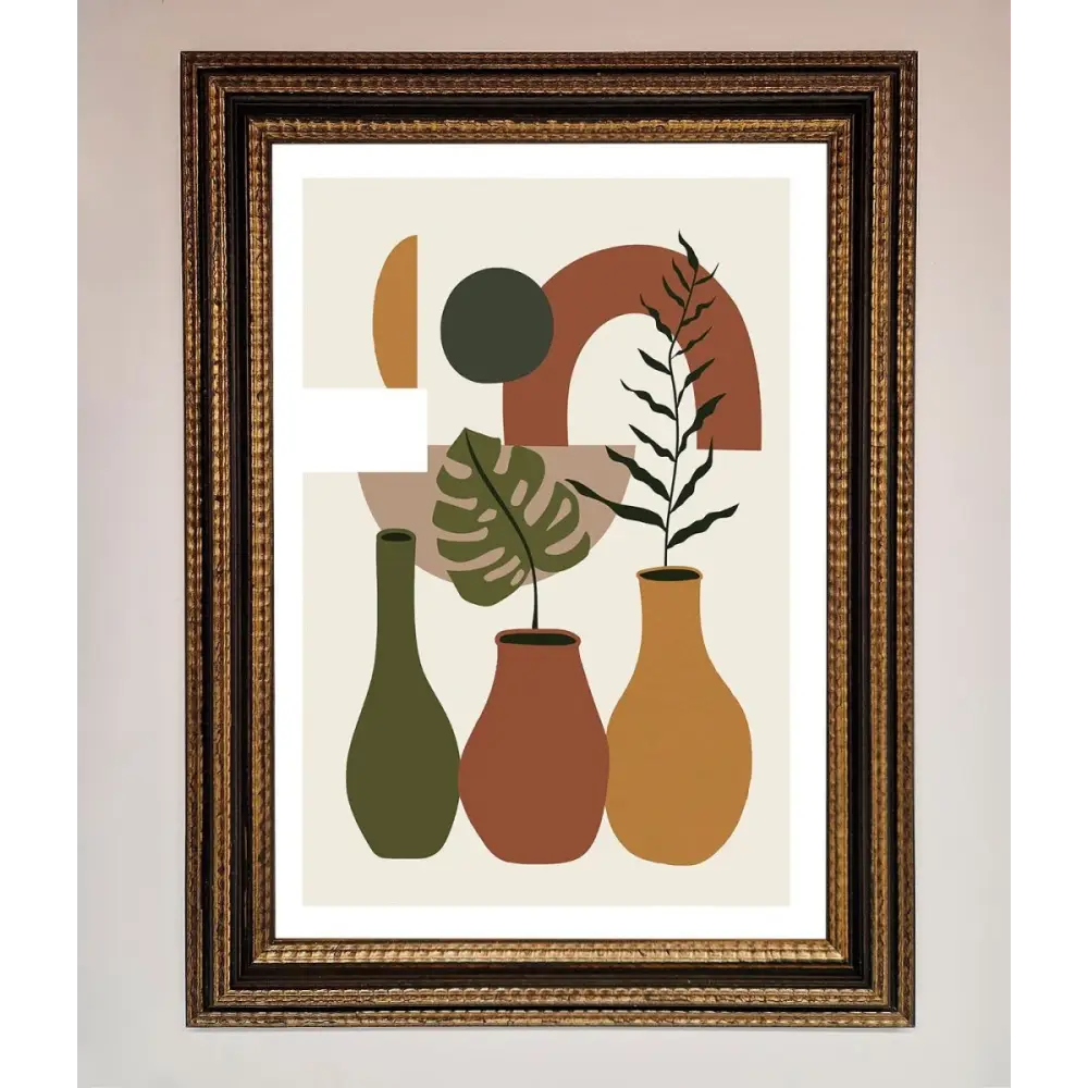 Bohemian Modern Vases And Plant Framed Poster - A3 (29.7 x 42 cm) / Ornate Gold Black - Framed Print