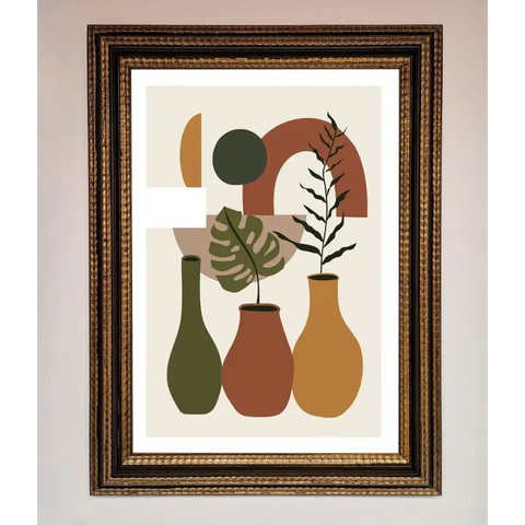 Bohemian Modern Vases And Plant Framed Poster - A3 (29.7 x 42 cm) / Ornate Gold Black - Framed Print