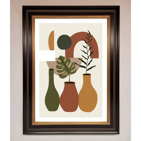 Bohemian Modern Vases And Plant Framed Poster - B0 (100 x 141 cm) / Black Gold - Framed Print