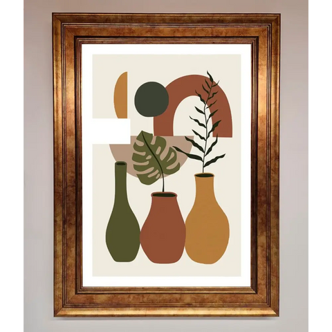 Bohemian Modern Vases And Plant Framed Poster - B0 (100 x 141 cm) / Bronze - Framed Print