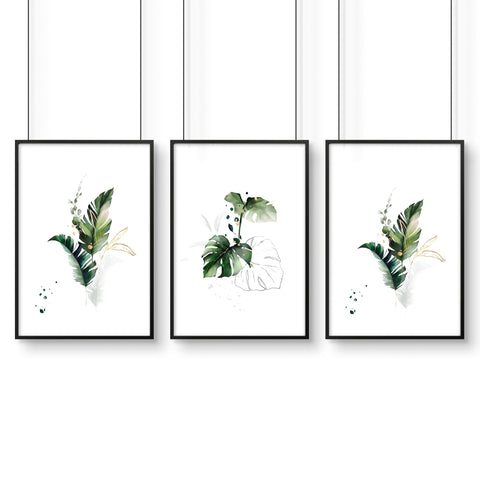 Tropical bedroom decor | set of 3 wall art prints