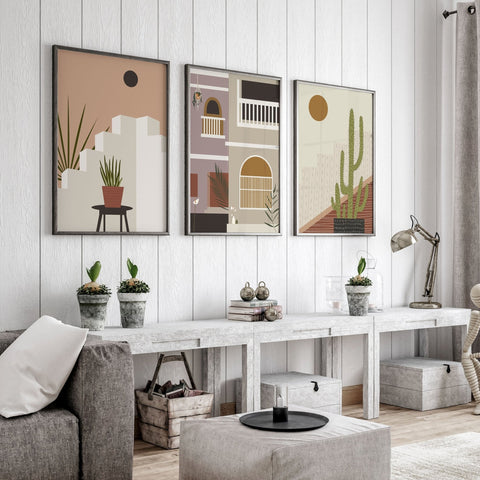 Wall art for living rooms | set of 3 Bohemian art prints