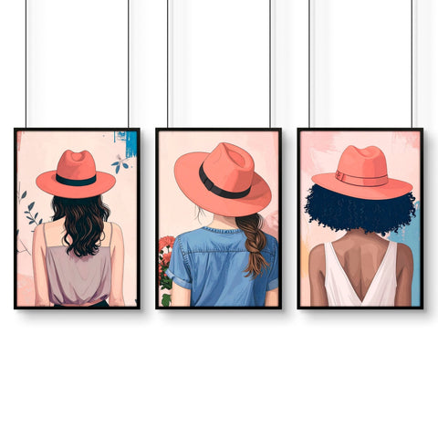 Boho Artwork | Set of 3 Boho Women Wall art Prints