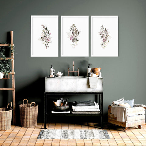 Boho Chic wall art prints | set of Bathroom wall decor