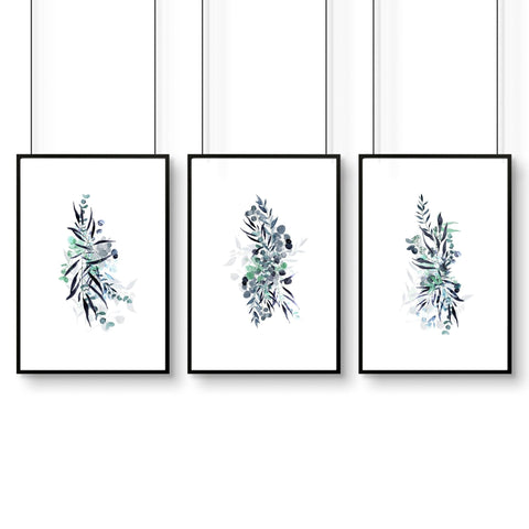Botanical wall art framed | set of 3 prints