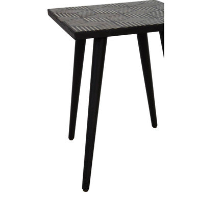 Boho Side Table With Bone Inlay