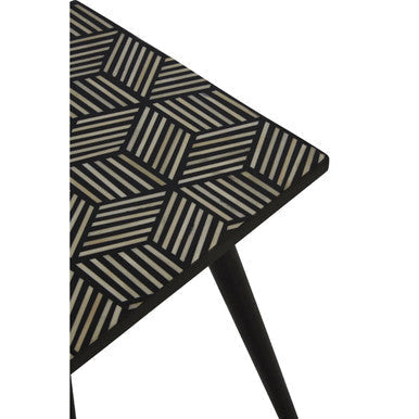 Boho Side Table With Bone Inlay