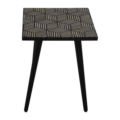 Boho Side Table With Bone Inlay