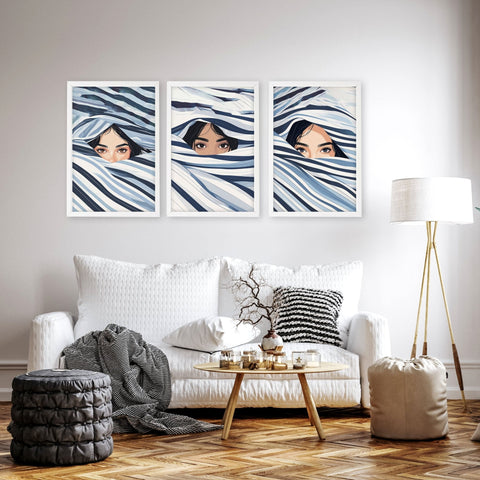 Boho Style Wall Decor | Set of 3 Boho Women Wall art Prints