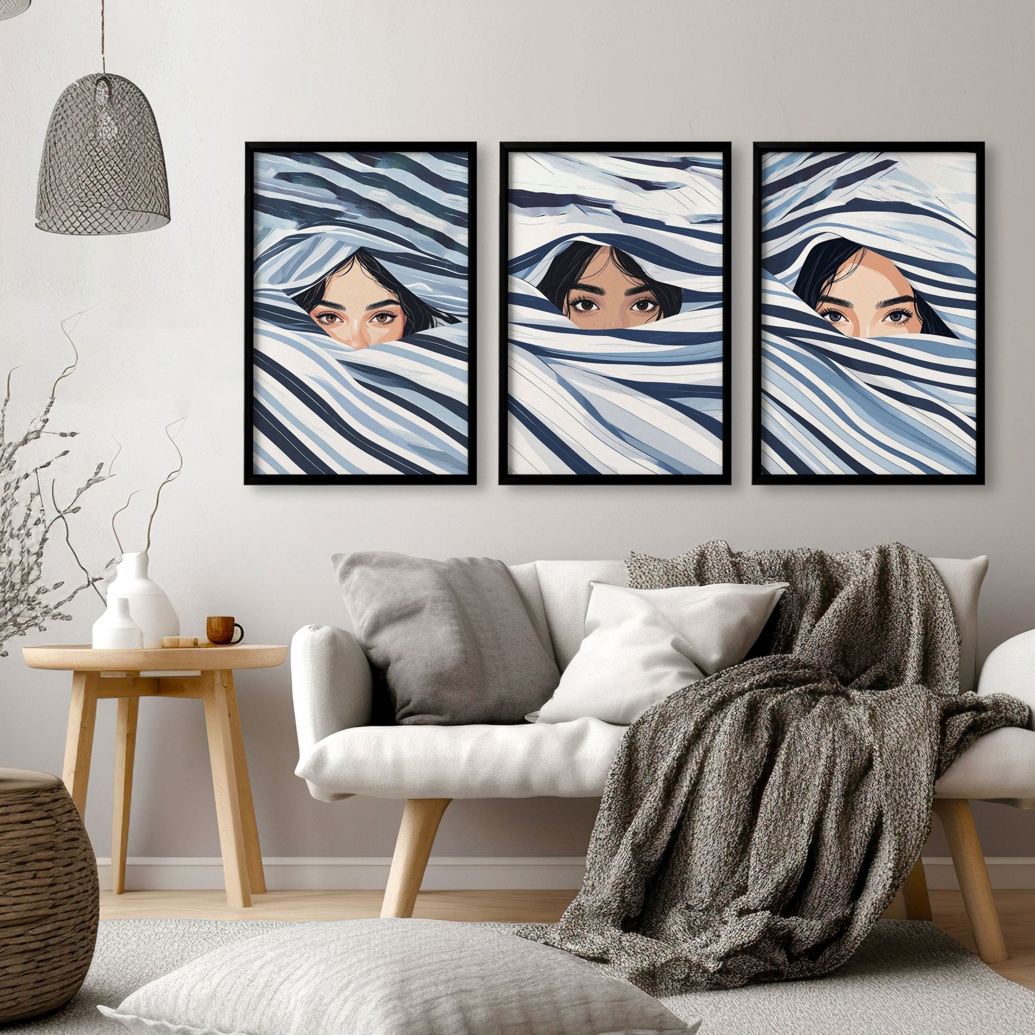 Boho Style Wall Decor | Set of 3 Boho Women Wall art Prints