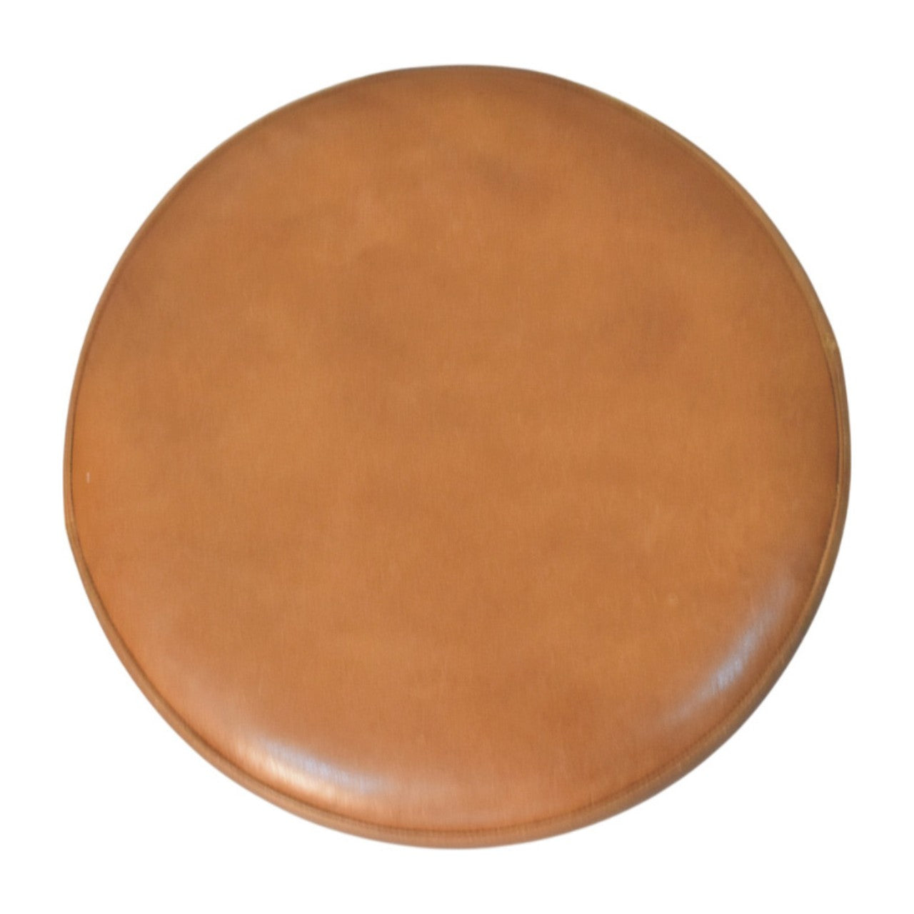Tan leather circular bola leather stool perfect as a stylish leather stool for seating or decor