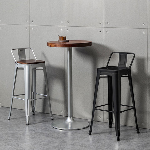 Silver and black bolero high bar stool with wooden seat and steel frame perfect as a high bar stool steel design