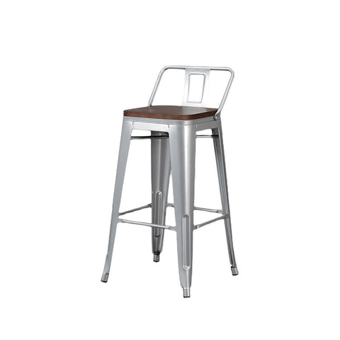 Silver bolero high bar stool with steel frame and wooden seat and backrest perfect as a high bar stool steel option