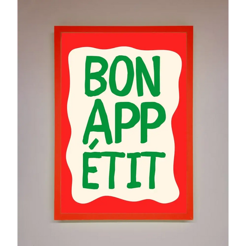 Bonappetit Framed Poster - B0 (100 x 141 cm) / Neon Red - Framed Print