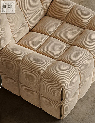 Beige corduroy bongani lounge chairs with quilted tufted design perfect for stylish living room lounge armchairs