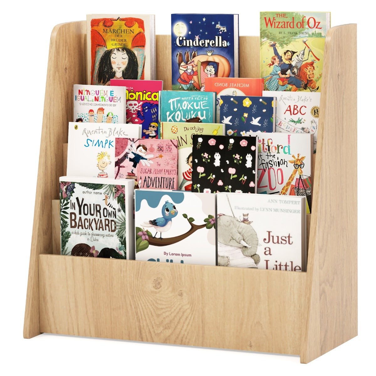 4-Tier Kids Bookshelf with Deep Compartments for Kids Bedroom-White